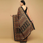 Black & Orange Floral Saree