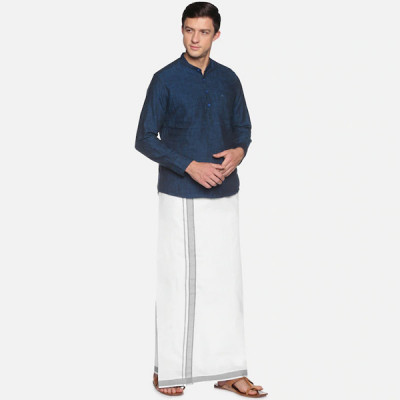 Men White Solid Pure Cotton Dhoti